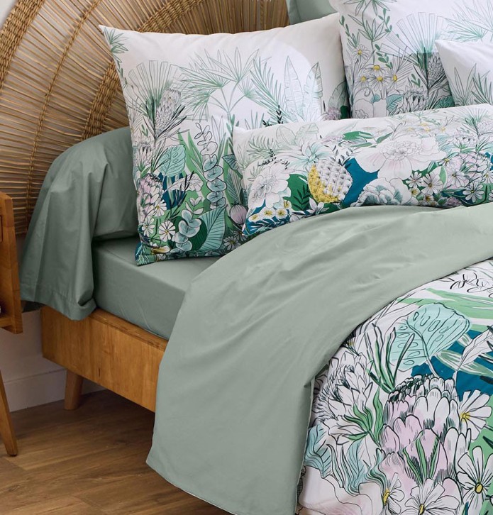 Drap housse percale sauge Tradilinge