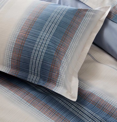 Taie d'oreiller percale Esteban bleu Tradilinge