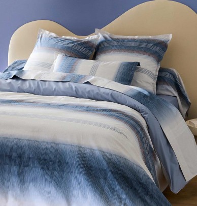 Taie de traversin percale Esteban bleu Tradilinge