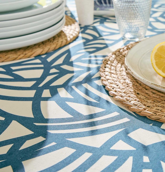 Nappe enduite Eva bleu Tradilinge - Blancollection