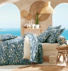 Drap housse écru lavé Séréna blue Tradilinge - Blancollection