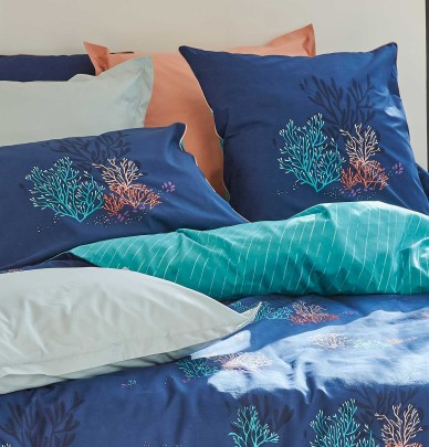 Taie d'oreiller percale Océan Sylvie Thiriez