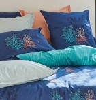 Parure de lit percale Océan Sylvie Thiriez - Blancollection