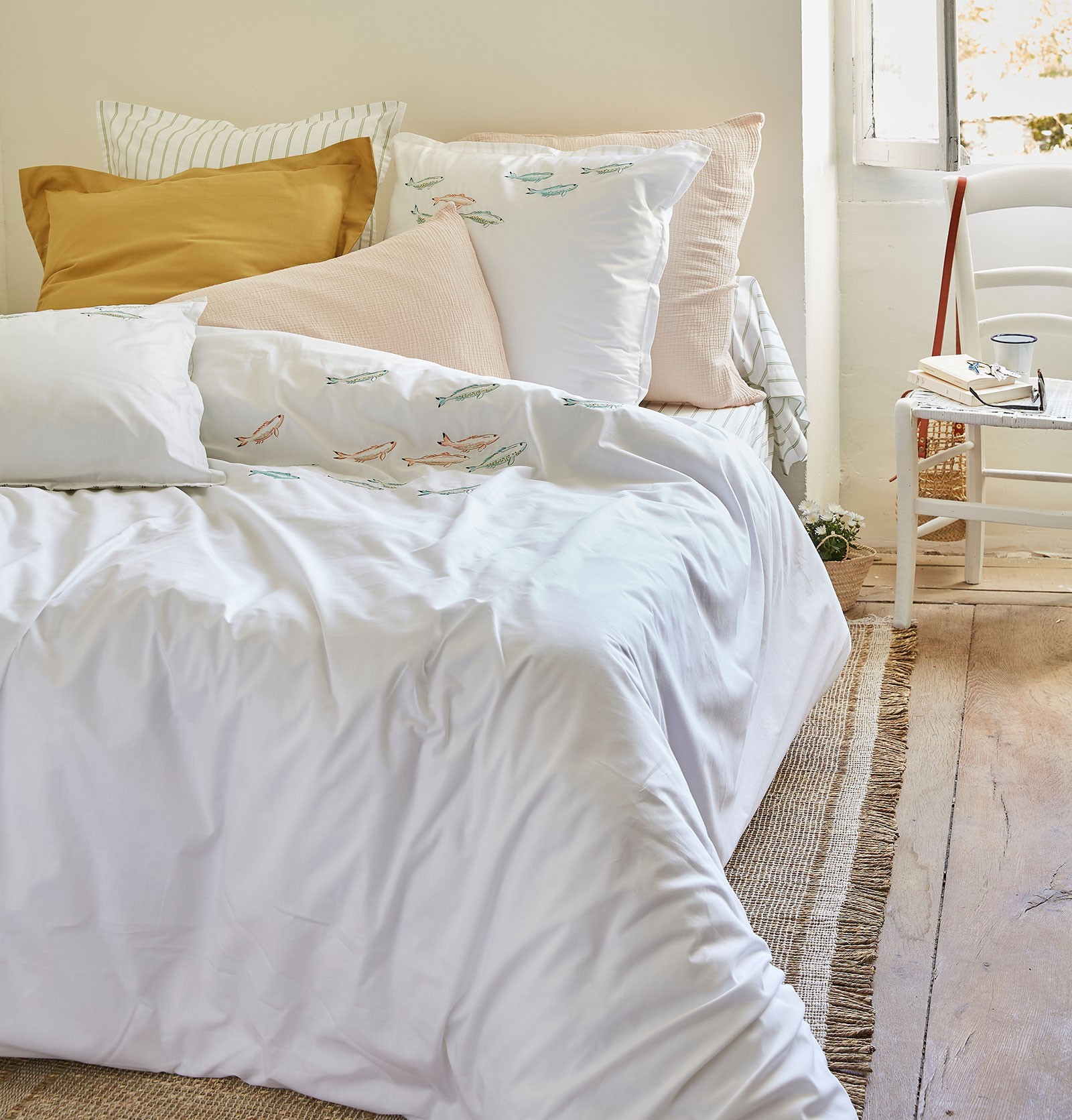Parure De Couette 100% Coton Pima Péruvien - Taille Queen - 415 Fils - Percale - Ardoise
