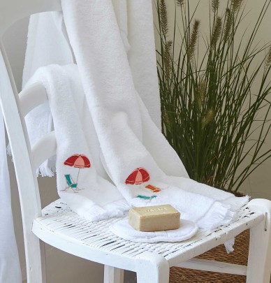 Serviette de toilette Plein Soleil blanc Sylvie Thiriez