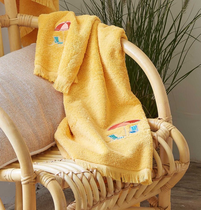 Serviette de toilette Plein Soleil mangue Sylvie Thiriez - Blancollection