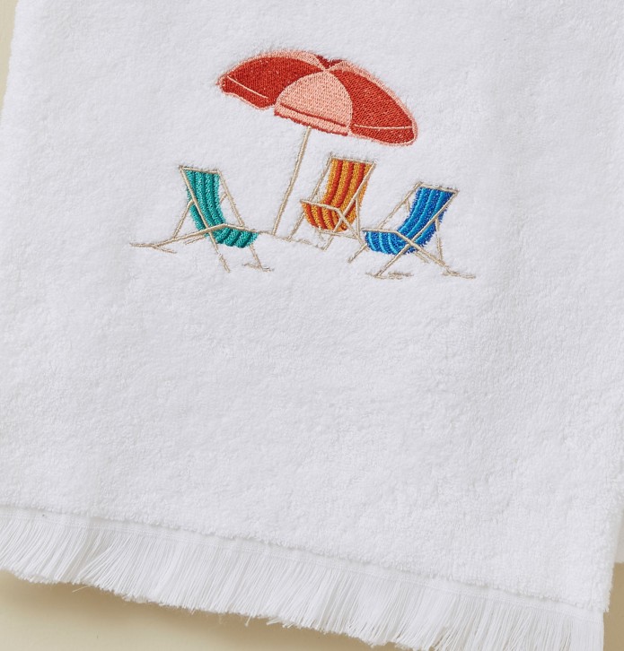 Drap de bain Pleil Soleil blanc Sylvie Thiriez - Blancollection