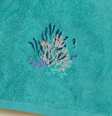 Serviette de toilette Océan aqua Sylvie Thiriez