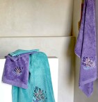 Drap de douche Océan aqua Sylvie Thiriez - Blancollection