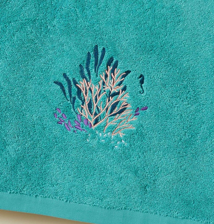Drap de douche Océan aqua Sylvie Thiriez - Blancollection