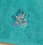 Drap de douche Océan aqua Sylvie Thiriez - Blancollection