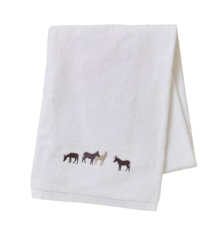 Drap de bain RDV au pré blanc Sylvie Thiriez Drap de bain RDV au pré blanc Sylvie Thiriez