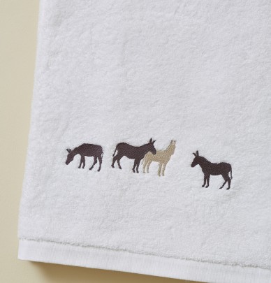 Drap de bain RDV au pré blanc Sylvie Thiriez
