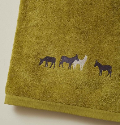 Drap de bain RDV au pré olive Sylvie Thiriez
