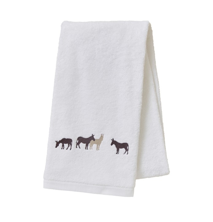 Drap de douche RDV au pré blanc Sylvie Thiriez Drap de douche RDV au pré blanc Sylvie Thiriez
