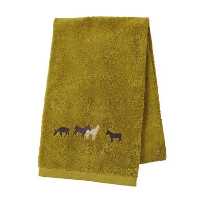Drap de douche RDV au pré olive Sylvie Thiriez