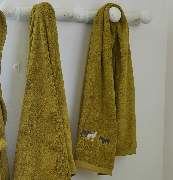 Serviette de toilette RDV au pré olive Sylvie Thiriez