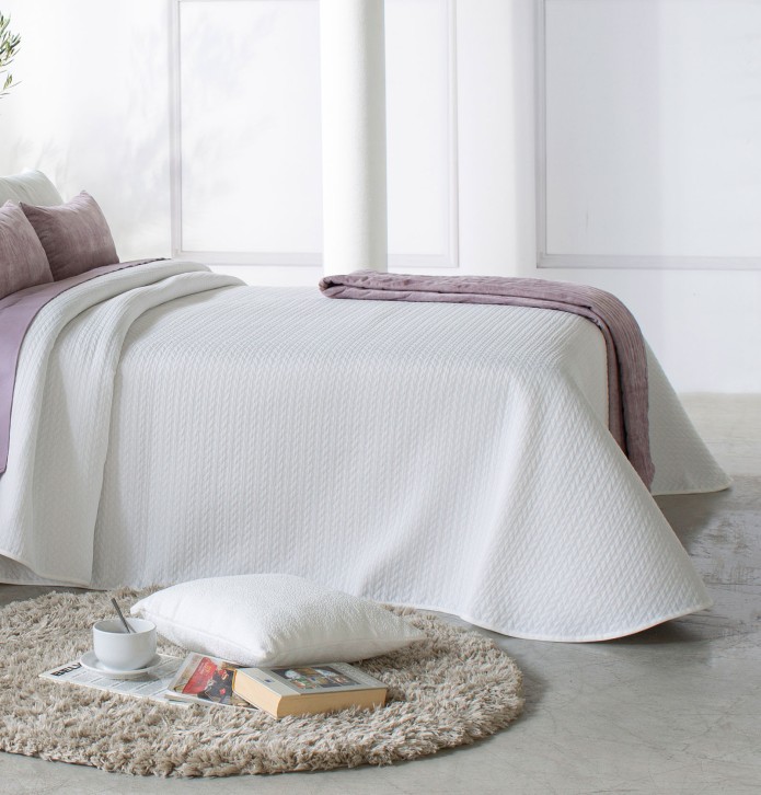 Couvre lit jacquard Malone blanc Reig Marti - Blancollection