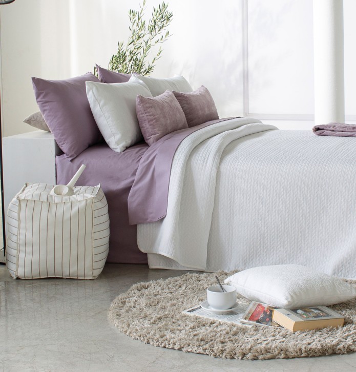 Couvre lit jacquard Malone blanc Reig Marti - Blancollection