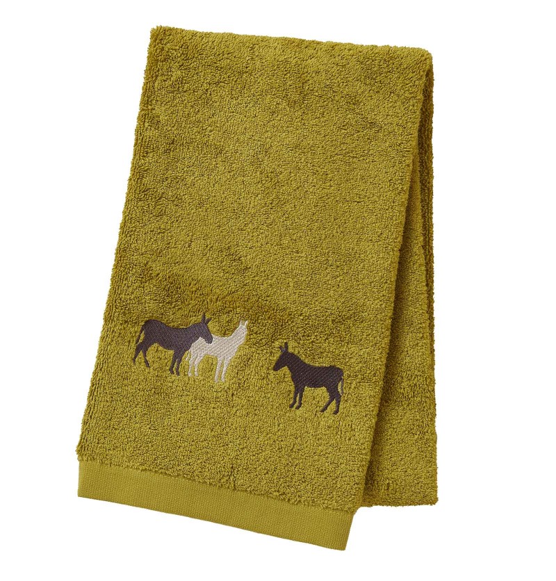 Serviette de toilette RDV au pré olive Sylvie Thiriez
