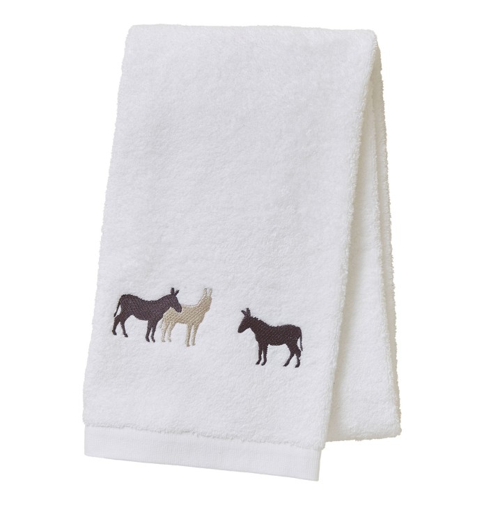 Serviette de toilette RDV au pré blanc Sylvie Thiriez Serviette de toilette RDV au pré blanc Sylvie Thiriez