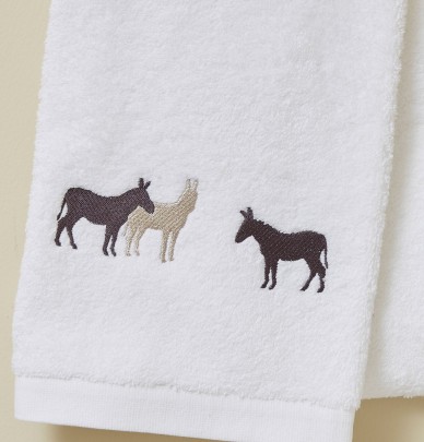 Serviette de toilette RDV au pré blanc Sylvie Thiriez