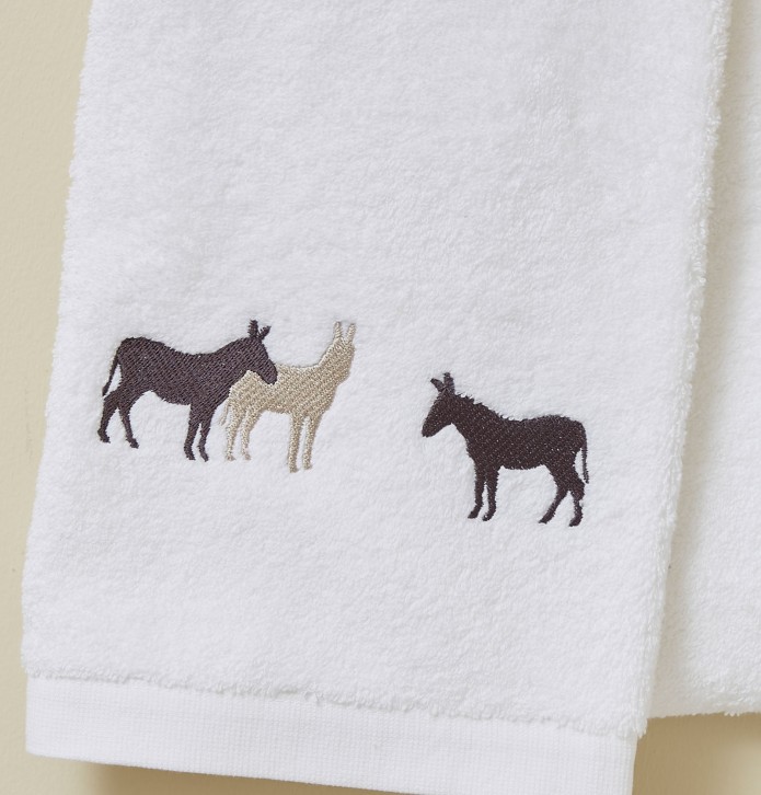 Serviette de toilette RDV au pré blanc Sylvie Thiriez - Blancollection