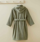Peignoir enfant à capuche Basique vert vétiver Sylvie Thiriez - Blancollection