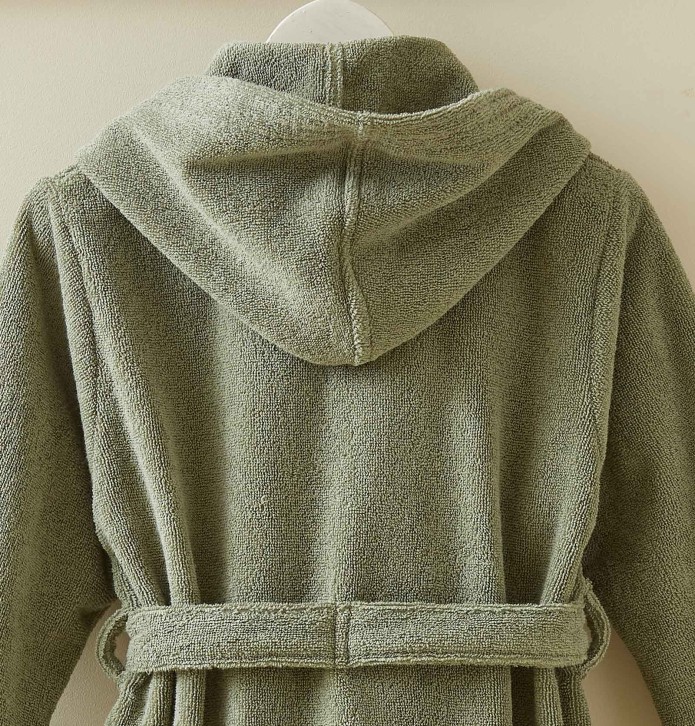 Peignoir enfant à capuche Basique vert vétiver Sylvie Thiriez - Blancollection