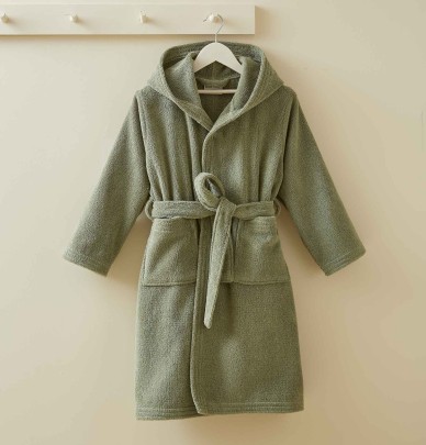 Peignoir enfant Basique vert vétiver Sylvie Thiriez