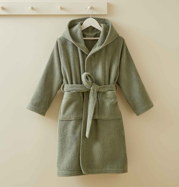 Peignoir enfant Basique vert vétiver Sylvie Thiriez