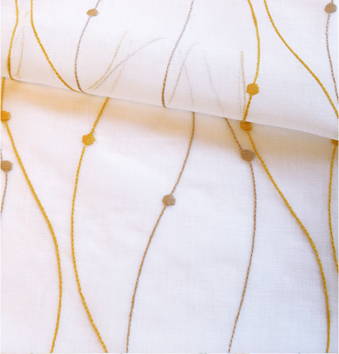 Paire de vitrages Flot jaune Qabane - Blancollection