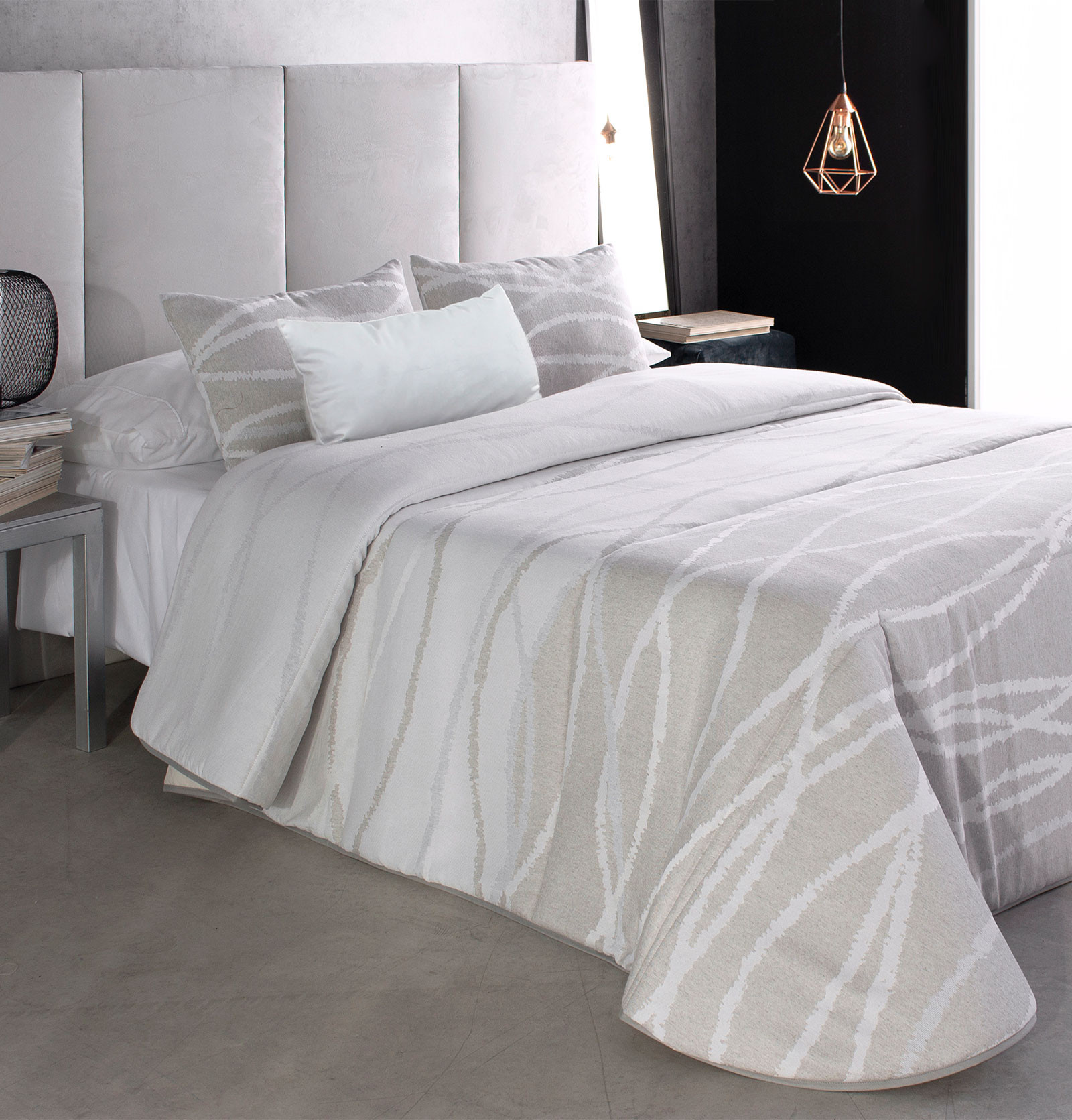 Couvre lit boutis matelassé coton Zig Zag Scenario - Blanc neige - 140 x 200 cm | Leroy Merlin