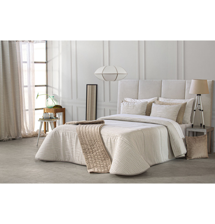 Couvre lit matelassé jacquard Kirk lin Reig Marti - Blancollection