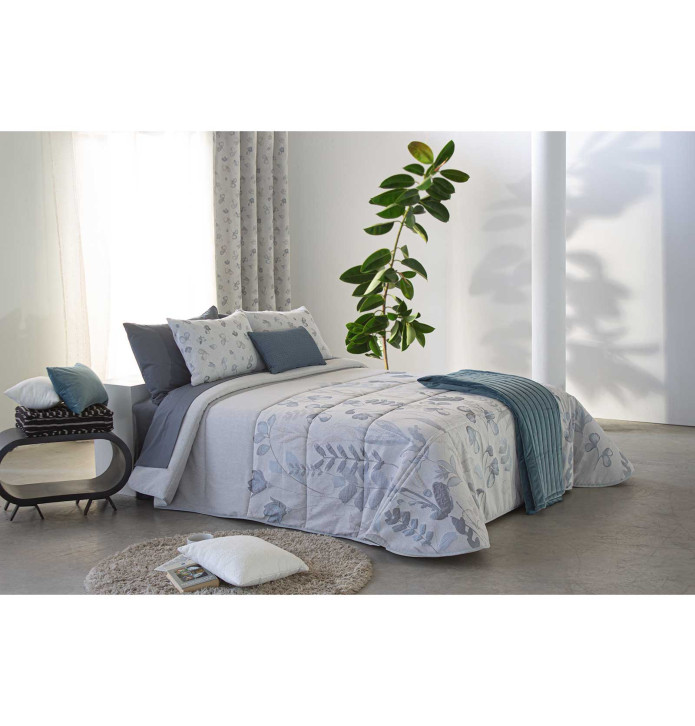 Couvre lit matelassé jacquard Levi bleu Reig Marti - Blancollection