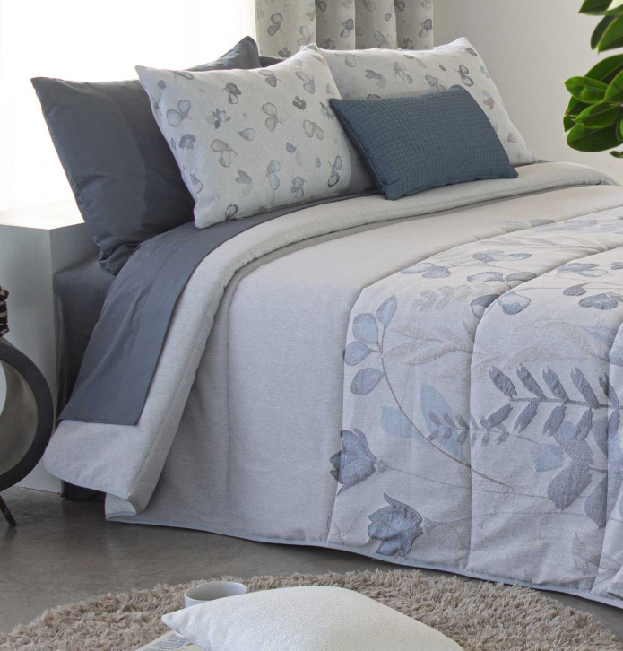 Couvre lit matelassé jacquard Levi bleu Reig Marti - Blancollection