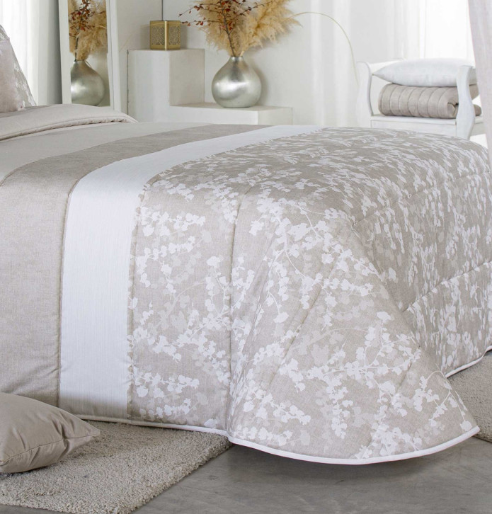 Couvre lit matelassé imprimé Amilly lin Reig Marti - Blancollection