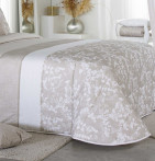 Couvre lit matelassé imprimé Amilly lin Reig Marti - Blancollection