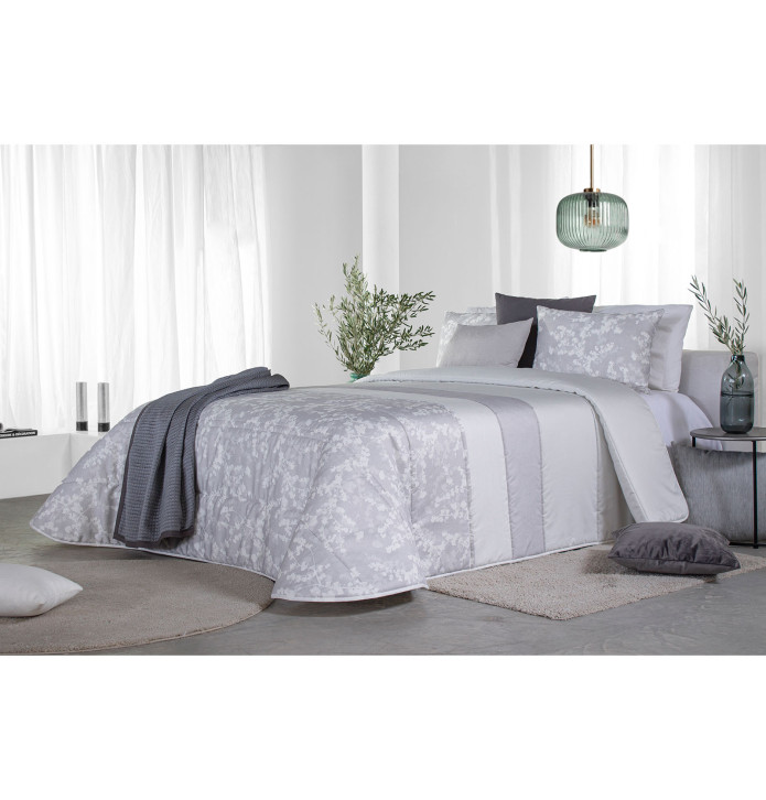 Couvre lit matelassé imprimé Amilly gris Reig Marti - Blancollection