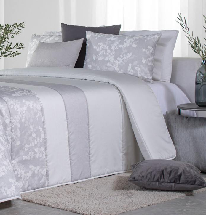 Couvre lit matelassé imprimé Amilly gris Reig Marti - Blancollection