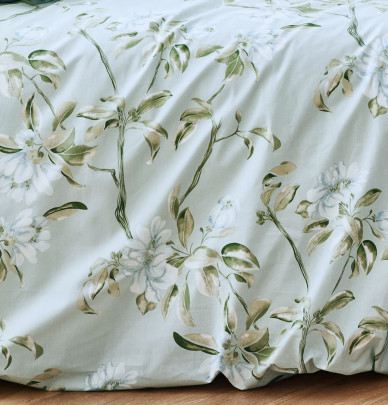 Parure de lit percale housse de couette + taie Elena nil Tradilinge