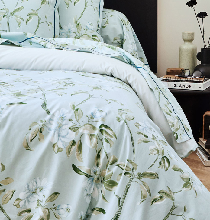 Parure de lit percale Elena nil Tradilinge soldes -30% - Blancollection