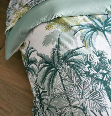 Parure housse de couette + taie percale Trinidad mousson Tradilinge