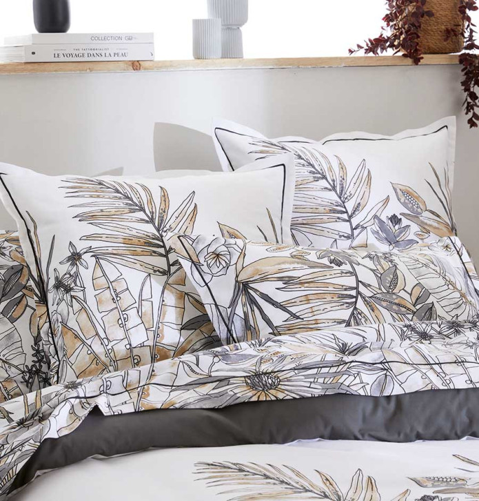 Parure housse de couette + taie Sumatra fusain Soldes Tradilinge -30% - Blancollection