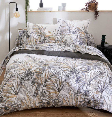 Parure housse de couette + taie Sumatra fusain Tradilinge