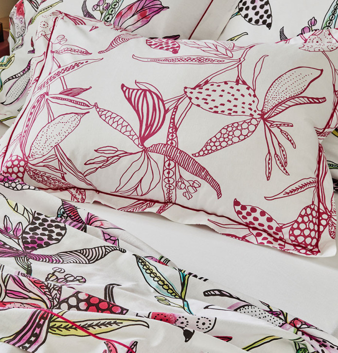 Parure housse de couette + taie Pénélope rose Soldes Tradilinge -30% - Blancollection