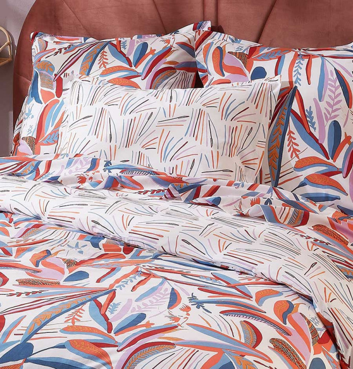 Parure housse de couette + taie Perroquet salsa Soldes Tradilinge -30% - Blancollection