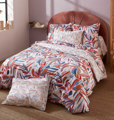 Parure housse de couette + taie Perroquet salsa Tradilinge
