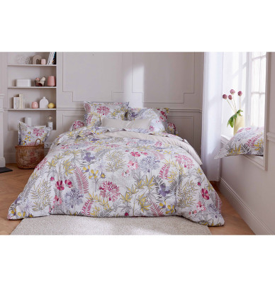 Parure satin housse de couette + taie Anaïs perle Tradilinge