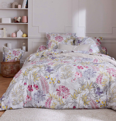 Parure satin housse de couette + taie Anaïs perle Tradilinge